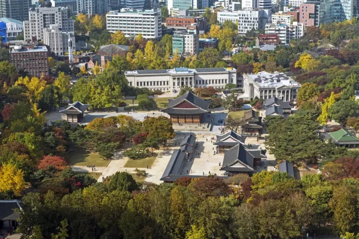 Framed Print : Elevated view over Deoksugung Palace, Gwanghwamun, Seoul, South Korea Framed Print : Elevated view over Deoksugung Palace, Gwanghwamun, Seoul, South Korea