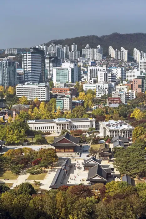 Framed Print : Elevated view over Deoksugung Palace, Gwanghwamun, Seoul, South Korea Framed Print : Elevated view over Deoksugung Palace, Gwanghwamun, Seoul, South Korea