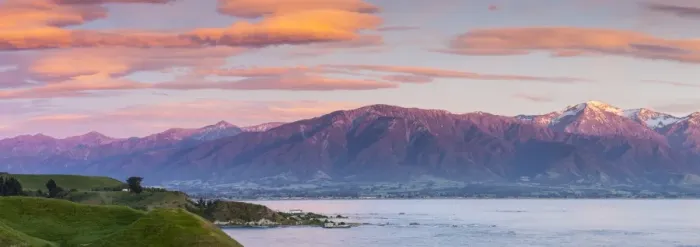 Framed Print : Elevated view over dramatic landscape illuminated at sunrise, Kaikoura, South Island Framed Print : Elevated view over dramatic landscape illuminated at sunrise, Kaikoura, South Island