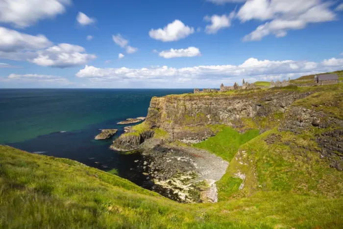 Framed Print : Elevated view of Dunluce Castle, Bushmills, County Atrim, Northern Ireland, UK Framed Print : Elevated view of Dunluce Castle, Bushmills, County Atrim, Northern Ireland, UK