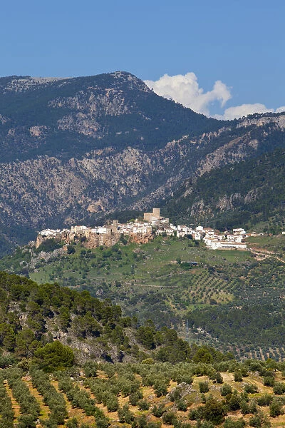 Elevated view over the fortified hilltop village of Hornos, Hornos, Jaen Province
