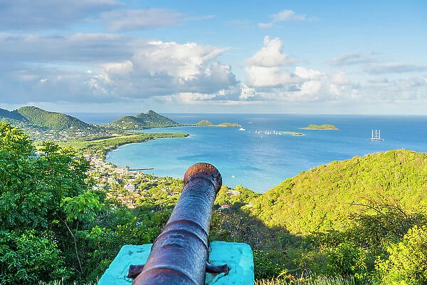 Elevated view over Hillsborough, Carriacou Island, Grenada, Caribbean