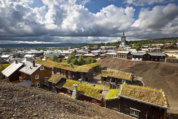 Elevated view over the historic mining town of Roros, Roros, Sor-Trondelag County