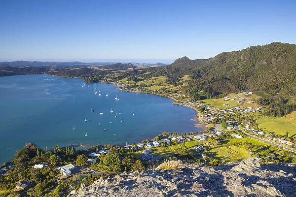 Elevated view over Mcleods Bay, Whangarei Heads, Northland, North Island, New Zealand