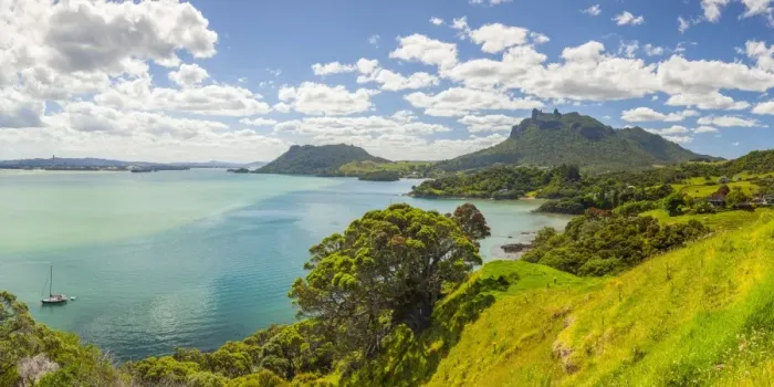 Framed Print : Elevated view towards Mt. Manaia, Whangarei Heads, Whangarei, Northland, North Island Framed Print : Elevated view towards Mt. Manaia, Whangarei Heads, Whangarei, Northland, North Island