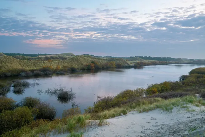 Framed Print : Elevated view of Nehrungsee lake at dawn, Wittdun, UNESCO, Amrum island, Nordfriesland, Schleswig-Holstein, Germany Framed Print : Elevated view of Nehrungsee lake at dawn, Wittdun, UNESCO, Amrum island, Nordfriesland, Schleswig-Holstein, Germany
