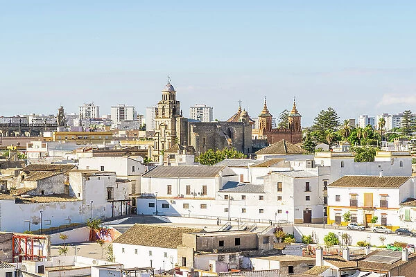 Elevated view over the old town of Jerez de la Frontera, Andalusia, Spain