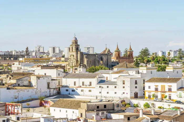 Framed Print : Elevated view over the old town of Jerez de la Frontera, Andalusia, Spain Framed Print : Elevated view over the old town of Jerez de la Frontera, Andalusia, Spain