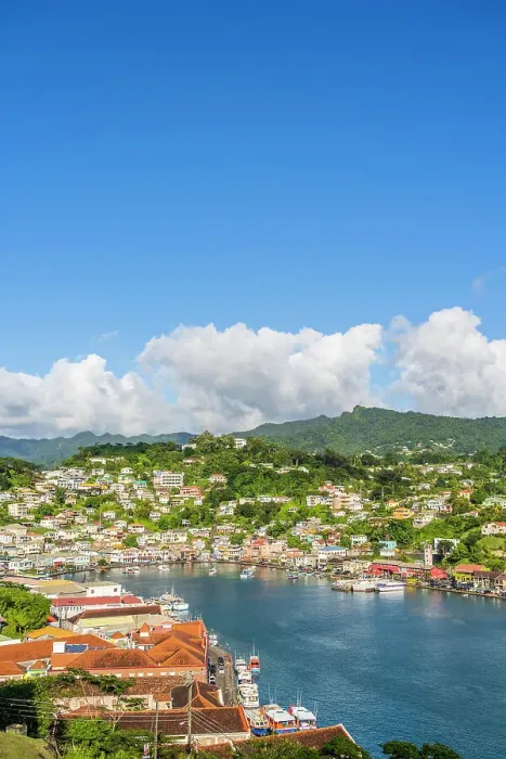 Framed Print : Elevated view over, St Georges Harbour, St Georges, Grenada, Caribbean Framed Print : Elevated view over, St Georges Harbour, St Georges, Grenada, Caribbean