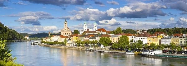 Elevated view towards the picturesque city of Passau, Passau, Lower Bavaria, Bavaria