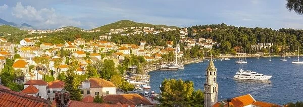 Elevated view over picturesque harbor town of Cavtat, Cavtat, Dalmatia, Croatia