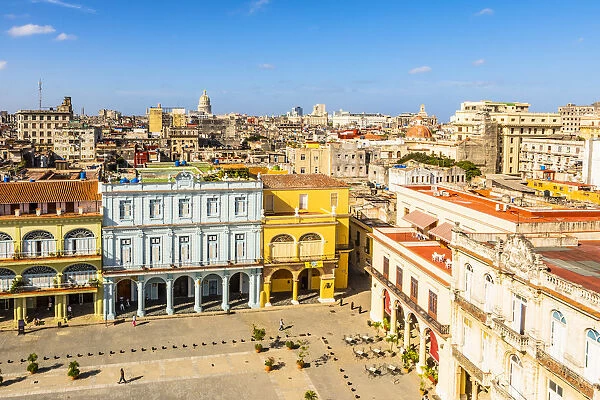 Elevated view of Plaza Vieja (Old Town Square), Havana, Cuba