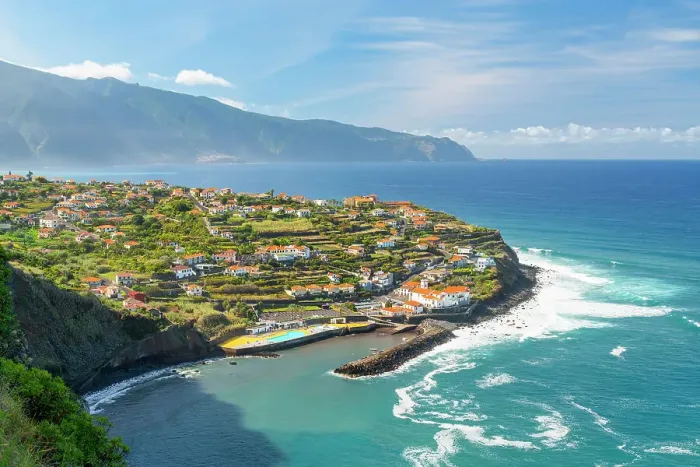 Framed Print : Elevated view of Ponta Delgada, Sao Vicente, Madeira, Portugal