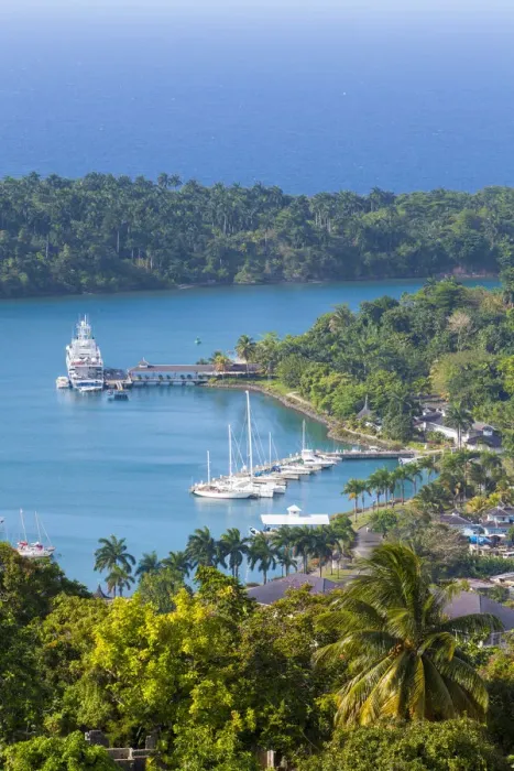 Framed Print : Elevated view over Port Antonio & Navy Island, Portland Parish, Jamaica, Caribbean Framed Print : Elevated view over Port Antonio & Navy Island, Portland Parish, Jamaica, Caribbean