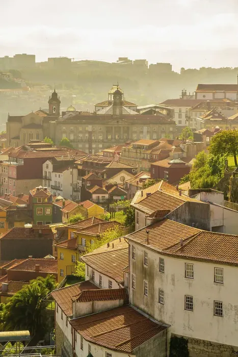 Framed Print : Elevated view over Porto old town at sunset, Porto, Portugal, Europe Framed Print : Elevated view over Porto old town at sunset, Porto, Portugal, Europe