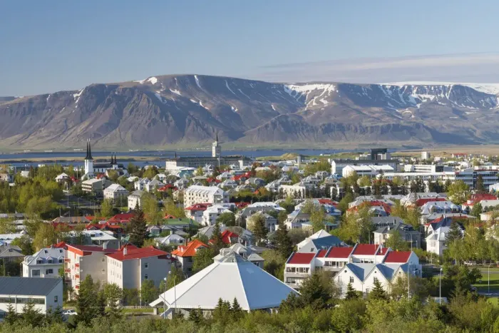 Framed Print : Elevated view across Reykjavic, Iceleand Framed Print : Elevated view across Reykjavic, Iceleand