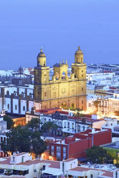 Framed Print : Elevated view of Santa Ana Cathedral at Dusk, Vegueta Old Town, Las Palmas de Gran Framed Print : Elevated view of Santa Ana Cathedral at Dusk, Vegueta Old Town, Las Palmas de Gran