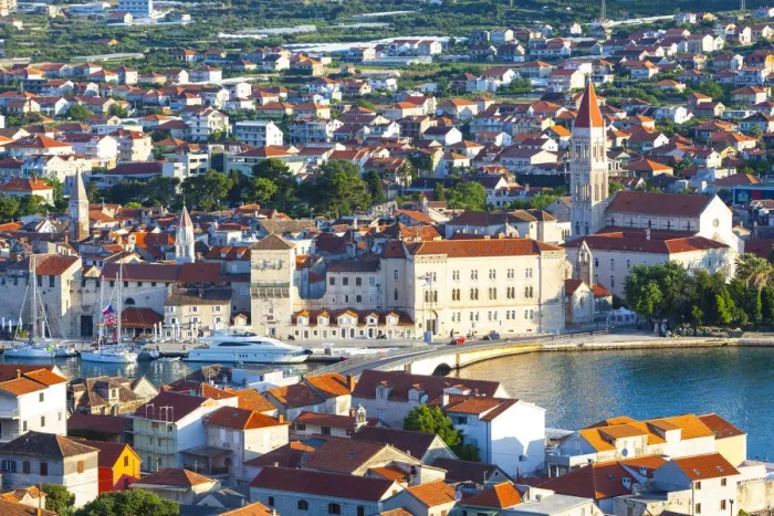 Framed Print : Elevated view over Stari Grad (old town), Trogir, Dalmatia, Croatia Framed Print : Elevated view over Stari Grad (old town), Trogir, Dalmatia, Croatia