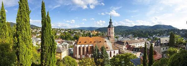 Elevated view over Stiftskirche & surrounding township, Baden-Baden, Black Forest