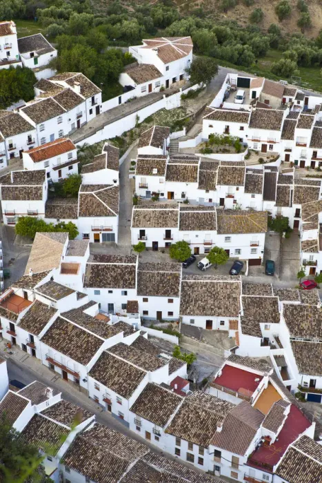 Framed Print : Elevated view over town houses from Moorish Castle, Zahara de la Sierra, Cadiz Province Framed Print : Elevated view over town houses from Moorish Castle, Zahara de la Sierra, Cadiz Province