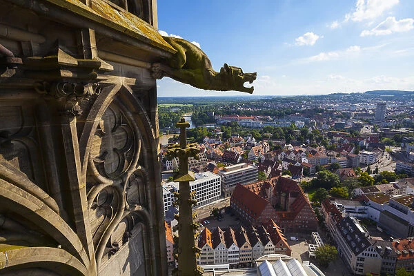 Elevated view over Ulm Cathedral & Old Town, Ulm, Baden-Wurttemberg, Germany