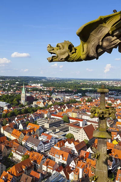 Elevated view over Ulm Cathedral & Old Town, Ulm, Baden-Wurttemberg, Germany