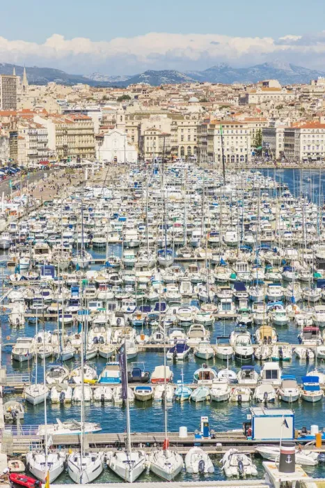 Framed Print : Elevated view over Vieux Port, Marseille, France