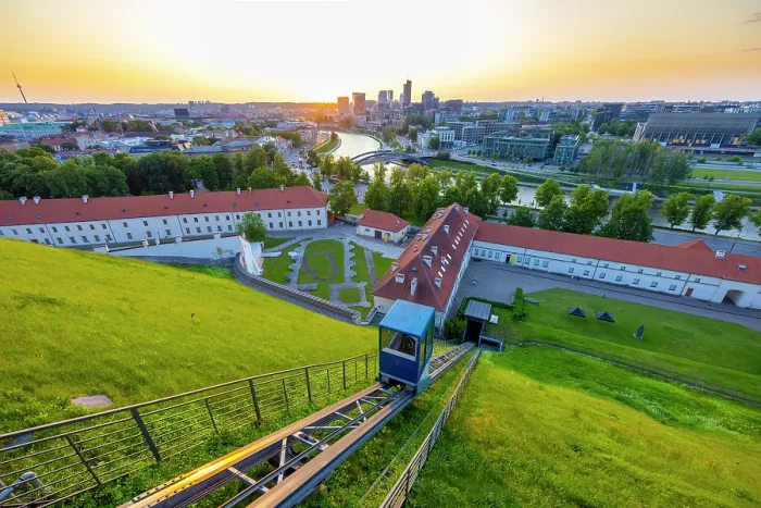 Framed Print : Elevated View of Vilnius at Sunset from Gediminas Hill showing The Funicular, Vilnius, Lithuania Framed Print : Elevated View of Vilnius at Sunset from Gediminas Hill showing The Funicular, Vilnius, Lithuania