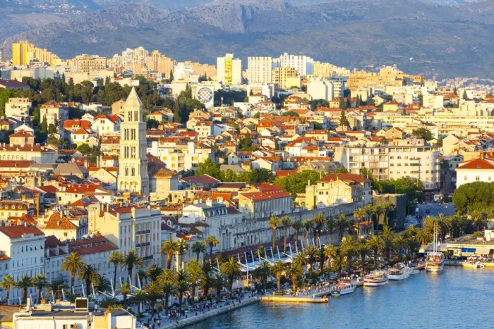 Framed Print : Elevevated view over the picturesque harbour city of Split, Split, Dalmatia, Croatia Framed Print : Elevevated view over the picturesque harbour city of Split, Split, Dalmatia, Croatia
