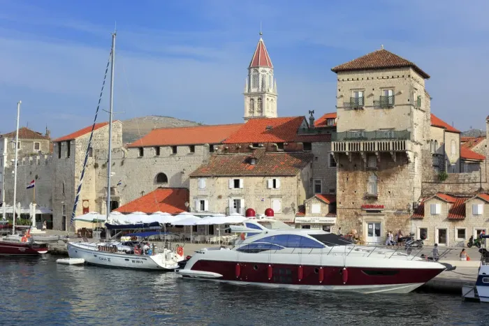 Framed Print : Embankment, Old town, Trogir, Dalmatia, Croatia