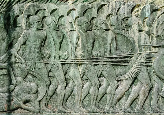 Framed Print : Embossment of the Battle of Issus in 333 B. C. where the army of Alexander the Great defeated the Persian king Darius III, Monument of Alexander the Great, Thessaloniki, Central Macedonia, Greece