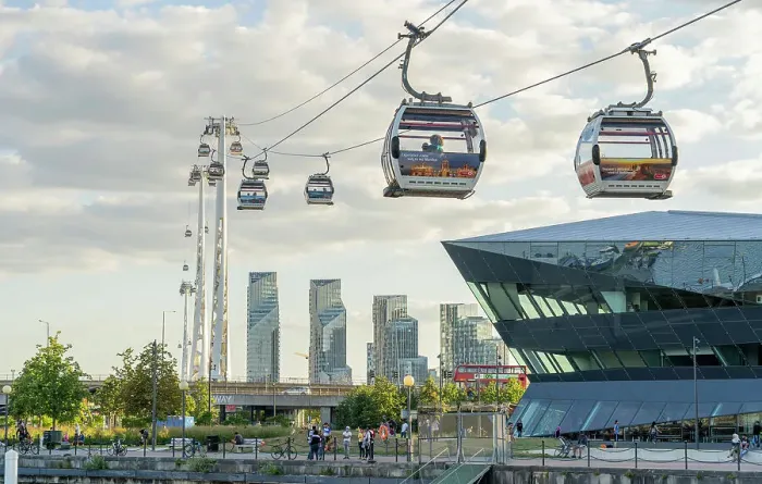 Framed Print : Emirates Airline Cable car and the crystal Building, London, England, UK Framed Print : Emirates Airline Cable car and the crystal Building, London, England, UK