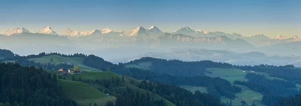 Emmental Valley and Swiss alps in the background, Berner Oberland, Switzerland