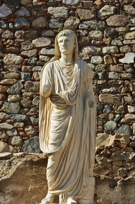 Framed Print : The Emperor Augustus in the gardens of the Roman Theatre of Merida, a construction Framed Print : The Emperor Augustus in the gardens of the Roman Theatre of Merida, a construction