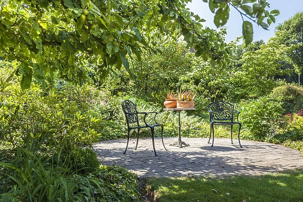 Enchanted resting place in landscape garden, Hessen, Germany