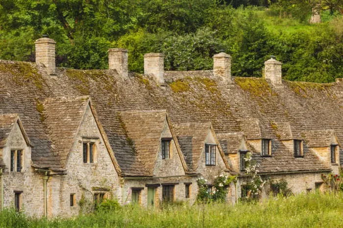Framed Print : England, Cotswolds, Gloucestershire, Bibury, Arlington Row Cottages Framed Print : England, Cotswolds, Gloucestershire, Bibury, Arlington Row Cottages