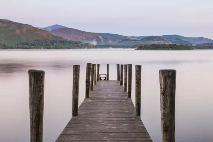 Framed Print : England, Cumbria, Lake District, Derwentwater, Wooden Jetty Framed Print : England, Cumbria, Lake District, Derwentwater, Wooden Jetty