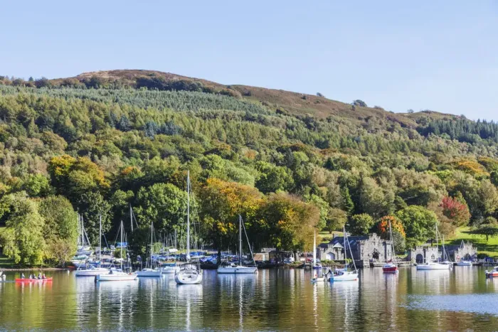 Framed Print : England, Cumbria, Lake District, Windermere, Lakeside, View of Newby Bridge Framed Print : England, Cumbria, Lake District, Windermere, Lakeside, View of Newby Bridge