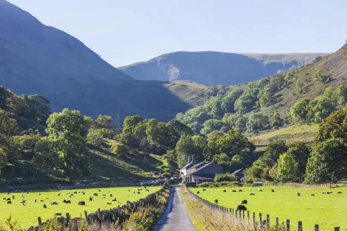 Framed Print : England, Cumbria, Lake District, Ullswater, Farm at Glenridding Framed Print : England, Cumbria, Lake District, Ullswater, Farm at Glenridding