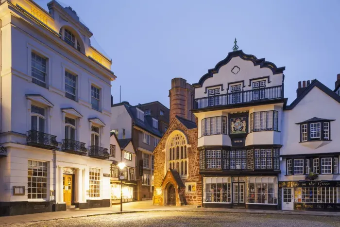 Framed Print : England, Devon, Exeter, Cathedral Close, Mols Coffee House