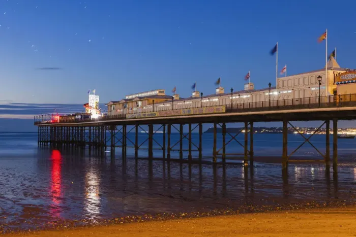 Framed Print : England, Devon, Paignton Pier and Beach Framed Print : England, Devon, Paignton Pier and Beach