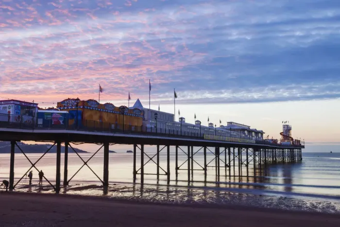 Framed Print : England, Devon, Paignton Pier and Beach Framed Print : England, Devon, Paignton Pier and Beach