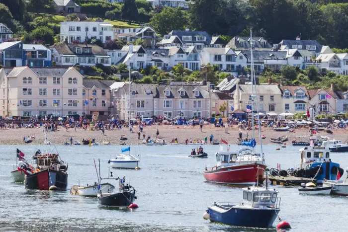 Framed Print : England, Devon, Sheldon Beach and Harbour Framed Print : England, Devon, Sheldon Beach and Harbour