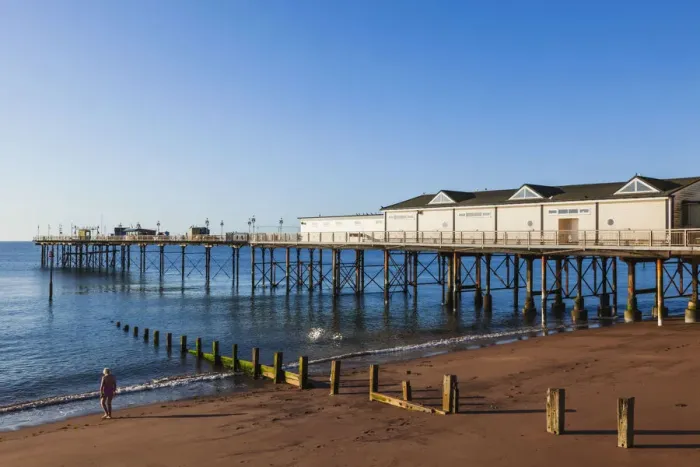 Framed Print : England, Devon, Teignmouth, Teignmouth Pier and Beach Framed Print : England, Devon, Teignmouth, Teignmouth Pier and Beach