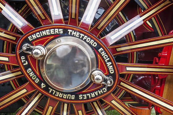 England, Dorset, Blanford, The Great Dorset Steam Fair, Steam Engine Wheel Detail