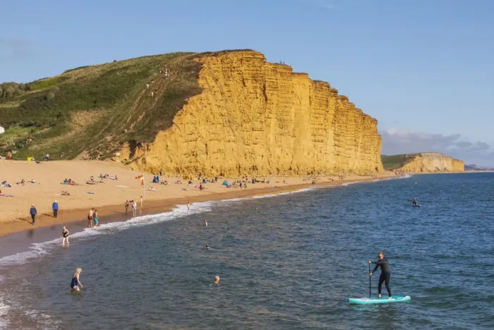 Framed Print : England, Dorset, Bridport, West Bay Beach and Cliffs Framed Print : England, Dorset, Bridport, West Bay Beach and Cliffs