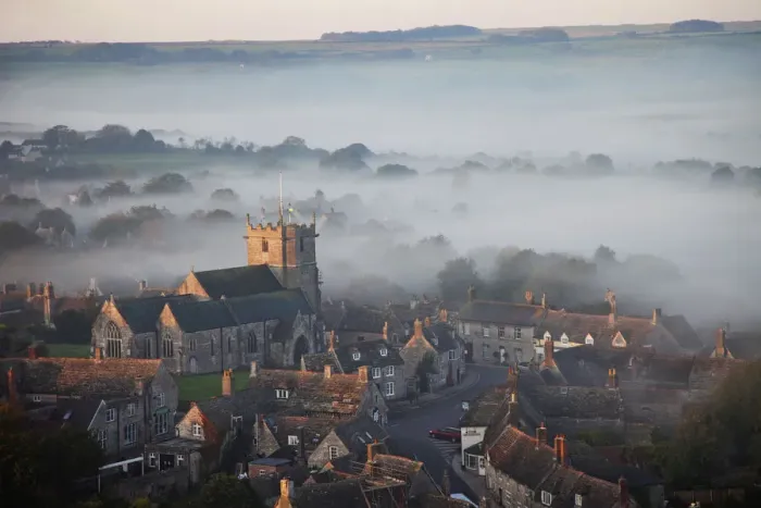 Framed Print : England, Dorset, Corfe Castle Town Framed Print : England, Dorset, Corfe Castle Town
