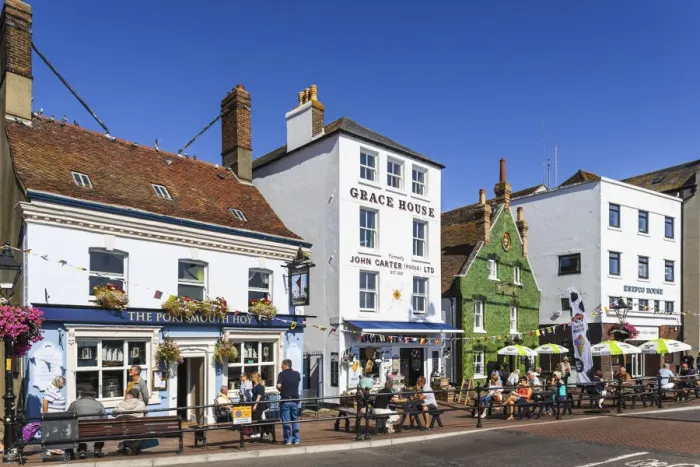Framed Print : England, Dorset, Poole, Waterfront Bars and Pubs Framed Print : England, Dorset, Poole, Waterfront Bars and Pubs