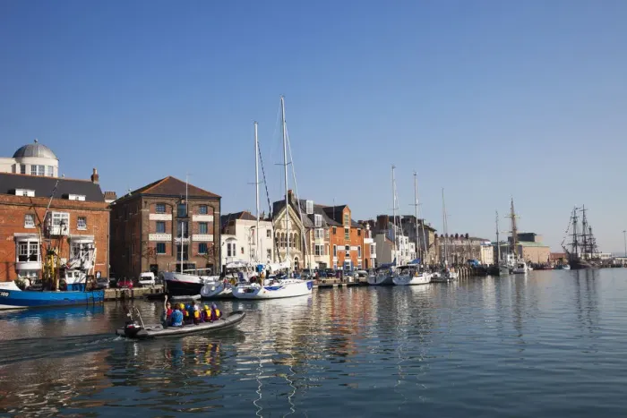 Framed Print : England, Dorset, Weymouth, Waterfront Skyline