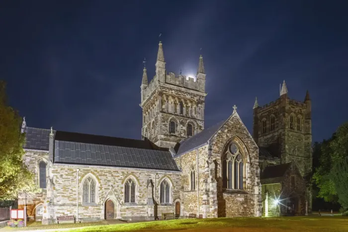 Framed Print : England, Dorset, Wimborne, Wimborne Minster Church at Night Framed Print : England, Dorset, Wimborne, Wimborne Minster Church at Night